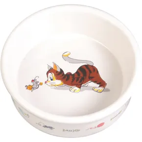 Weiße Keramikschale, Katzen- und Mausmotiv, 200 ml/11 cm